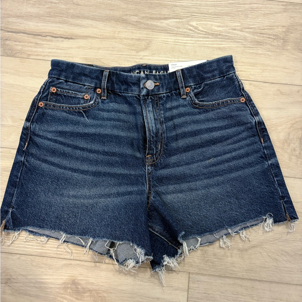 American Eagle Outfitters Curvy Relaxed Dark Blue Jean Shorts